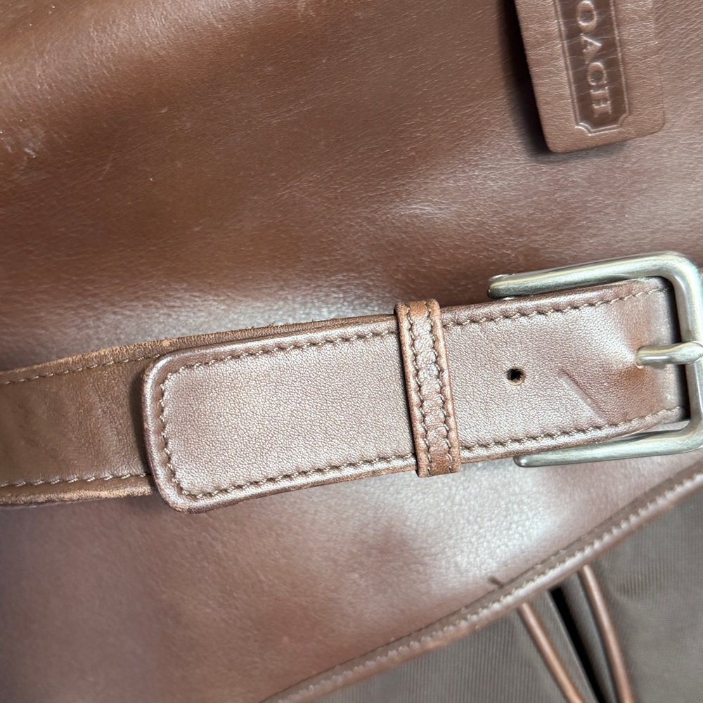 Vintage Coach Brown Leather & Nylon Unisex Briefcase Laptop Messenger Bag - Picture 8 of 16
